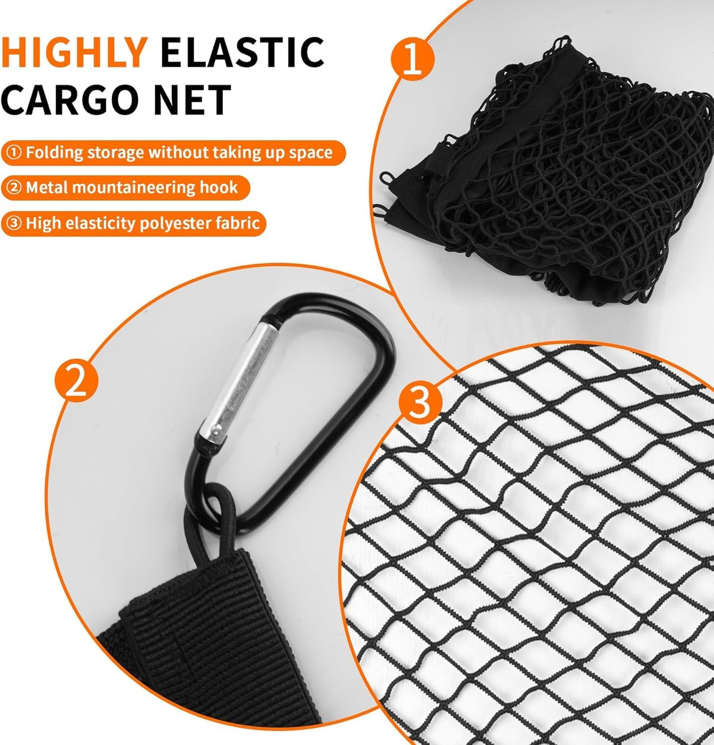 Cargo Net for Car Trunk, Elastic Car Net with 6 Hooks Elastic Single Layer Car Boot Net Storage Net for Pickup Universal Vehicle Van RV SUV 120&times;120Cm Extends to 214 X 214 Cm image number 1