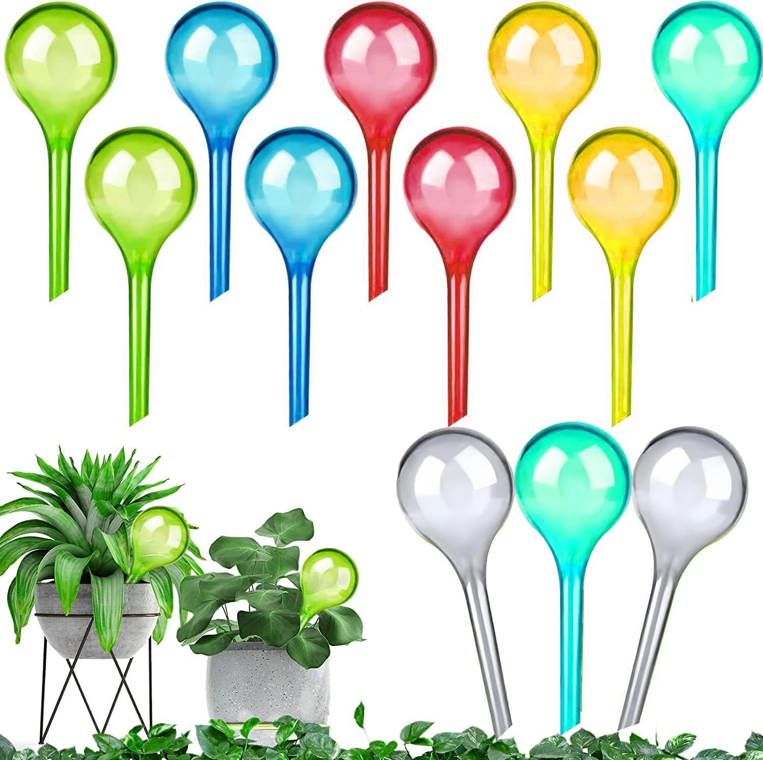 12 Pcs Plant Watering Globes, Automatic Watering Bulbs, Plastic Garden Watering Globes Insert Device, Water Device Drip for Plant, Self-Watering System for Indoor Outdoor Garden (Color)
