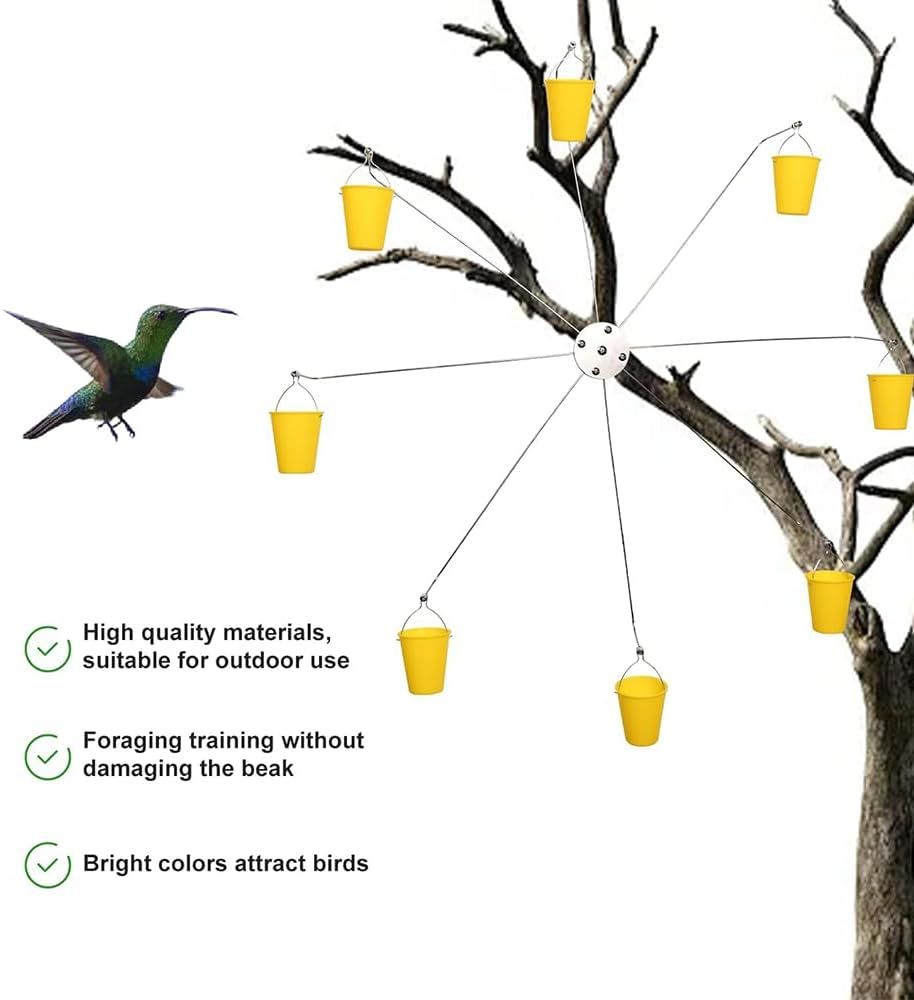 HYAVIA Ferris Wheel Bird Feeder &ndash; Outdoor Hanging Bird Feeder Toy with 8 Rotating Buckets, Unique Ferris Wheel Design for Hummingbirds & Wild Birds, Garden Yard Decor Feeder for Outside image number 4