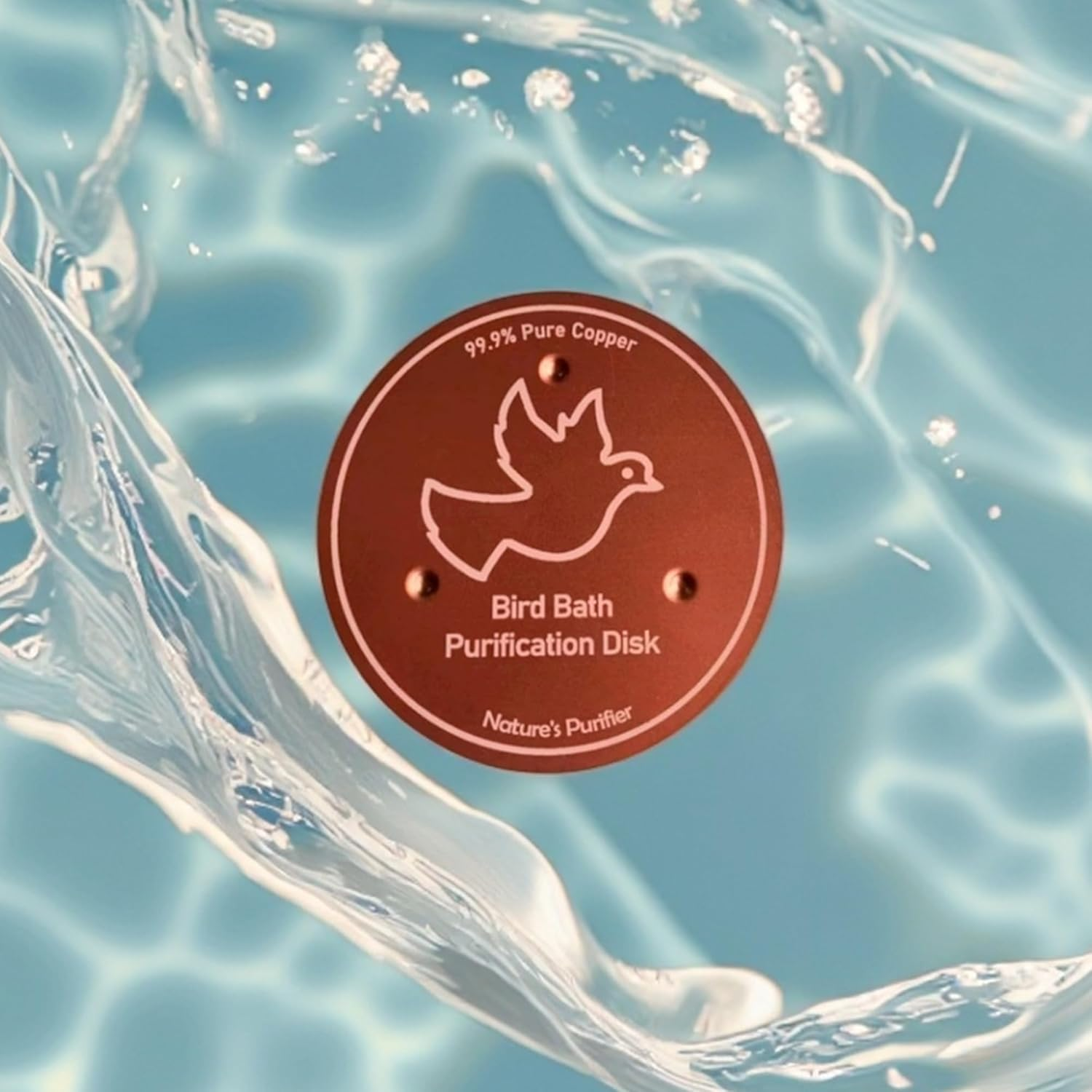 Depehelp Bird Bath Copper Disk, Reinforced 99.99% Pure Copper Cleaning Disk with Triple-Point Support for Physical Safe Clean Water All-Season, Universal Fit for Outdoor Birdbaths, Bowl image number 3