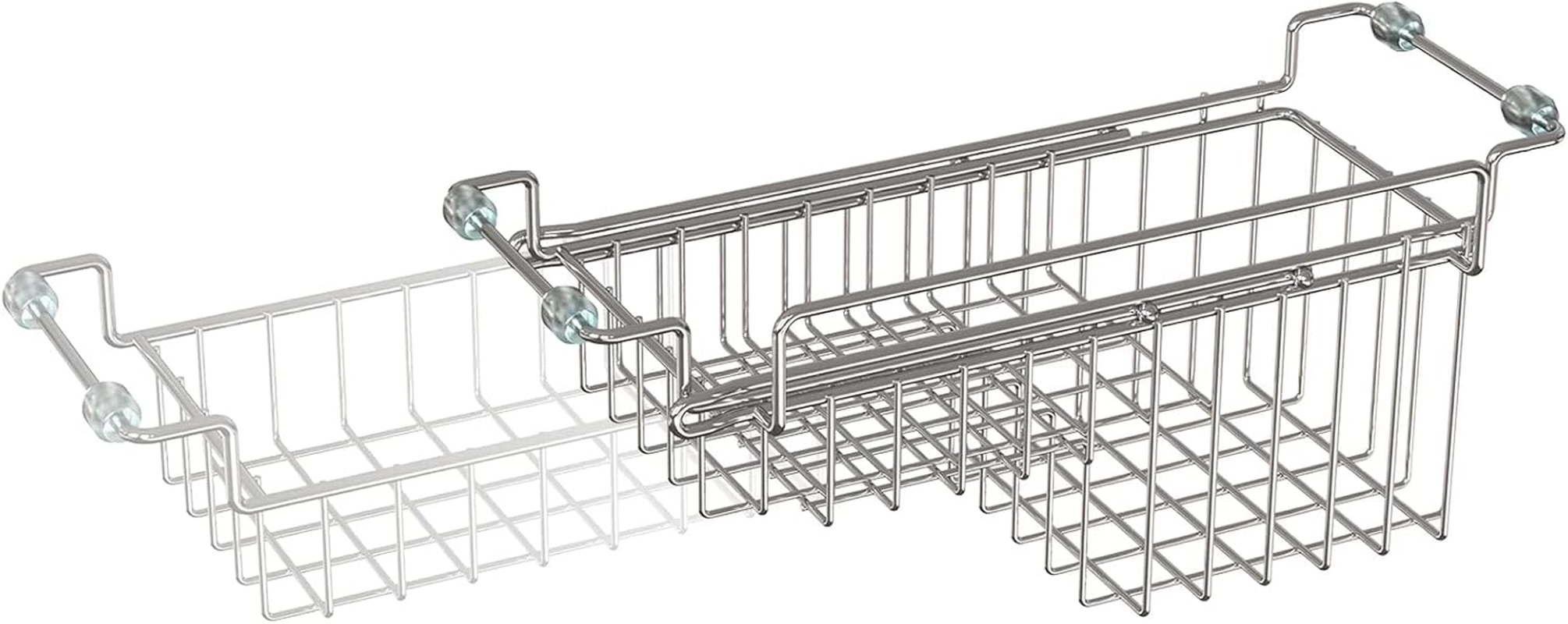 Favothings over the Kitchen Sink Caddy Sponge Holder Organizer Drying Rack Expandable for Sponge Brush Soap Dish Cloth Rag, Stainless Steel (12.25" to 17.25") image number 5