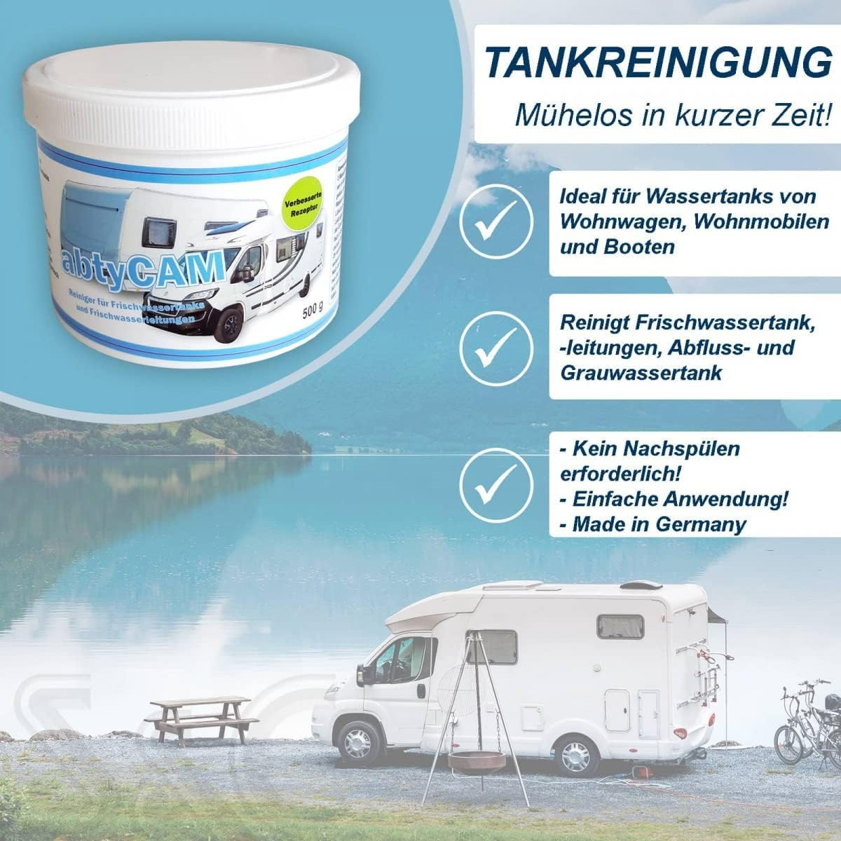 Fresh Water Tank Cleaner H11 plus 500G for Cold Water Use for Motorhome Caravan Boat image number 1