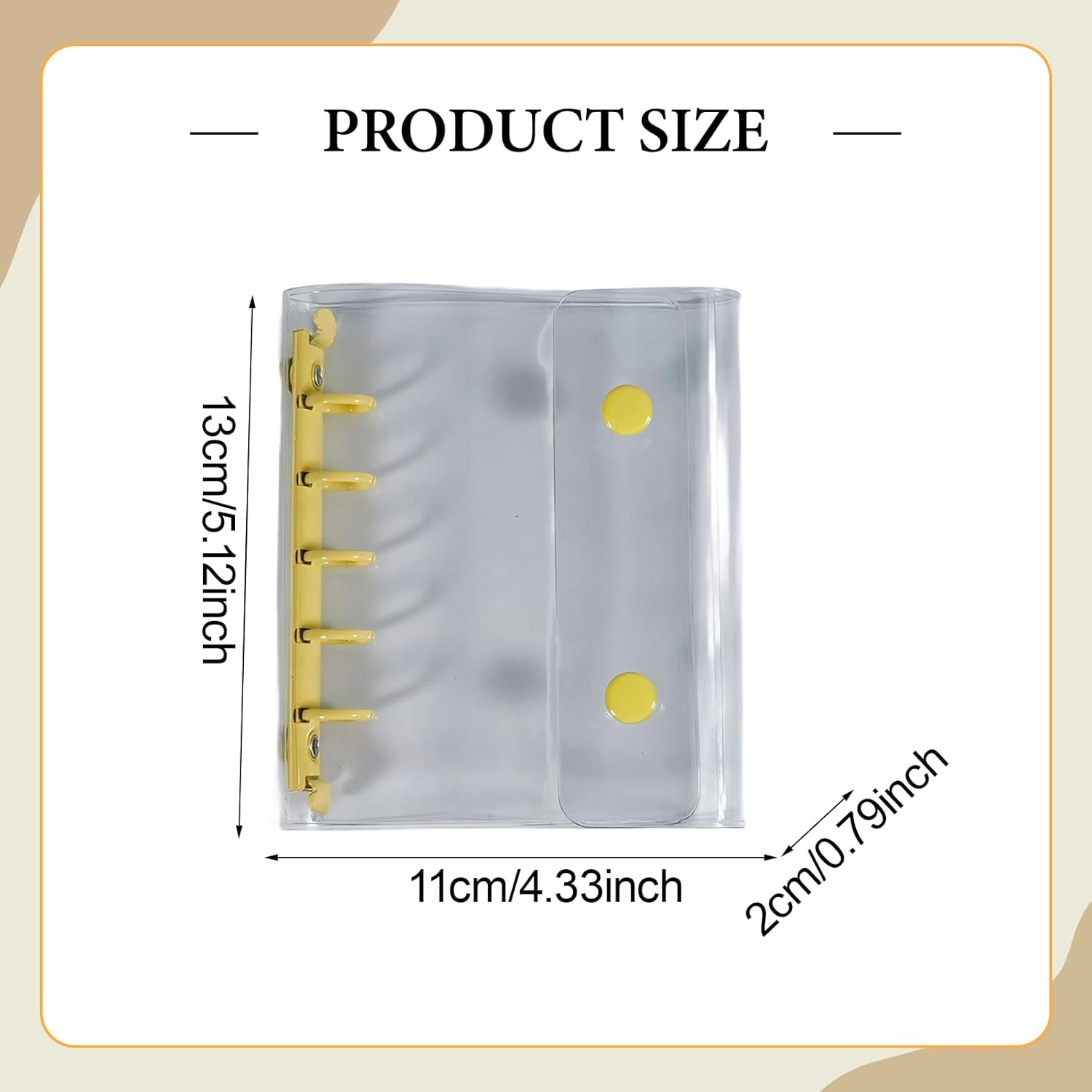 Kowaku Binder Covers Notebook with Blank Inner Papers 5 Holes Photo Album Clear round Binder Cover for Valentines Anniversary, Yellow