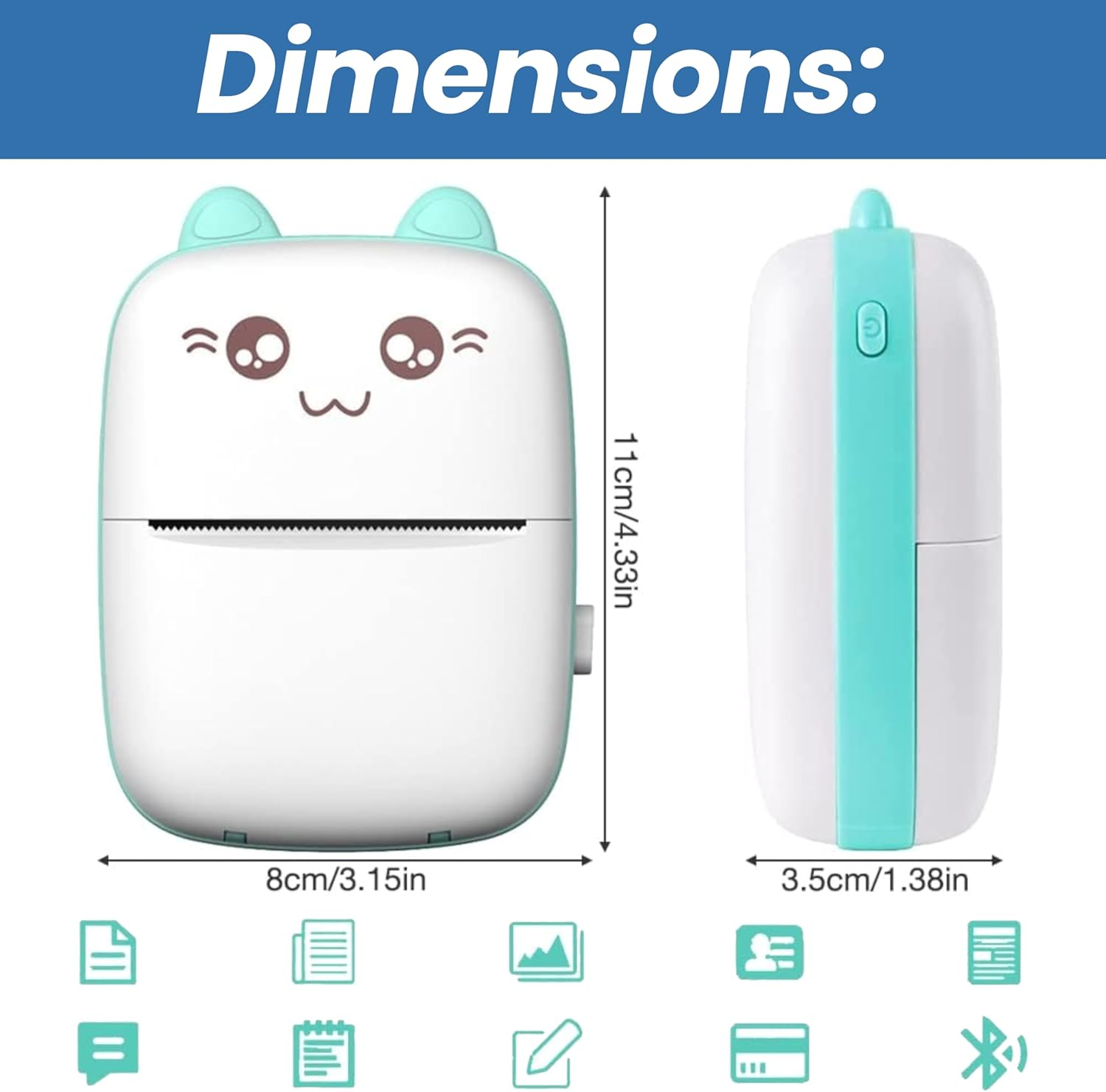 Mini Portable Printer | Bluetooth Label Printer | Portable Thermal Printer with 1X Roll | Smartphone Inkless Pocket Printer Perfect for Home, Crafts and Travel. App Connectivity (Fun Print) image number 2