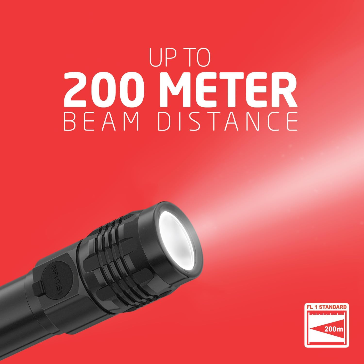 Energizer EVEREADY Rechargeable Flashlight, 500 Lumens, IPX4 Waterproof, Aluminium LED Lamp, Micro USB Charging Cable Included image number 3