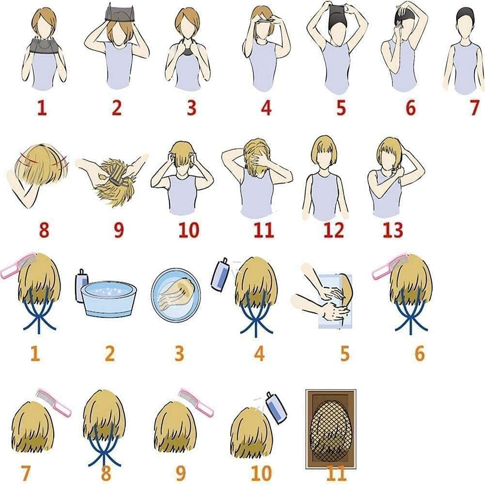 AUBWIG Brown Ombre Blonde Short Curly Hair Fluffy Hair Natural Light Curly Hair Wigs with Fringe for Women Synthetic Hair Wig Daily Wear (Brown Ombre Blonde) image number 4