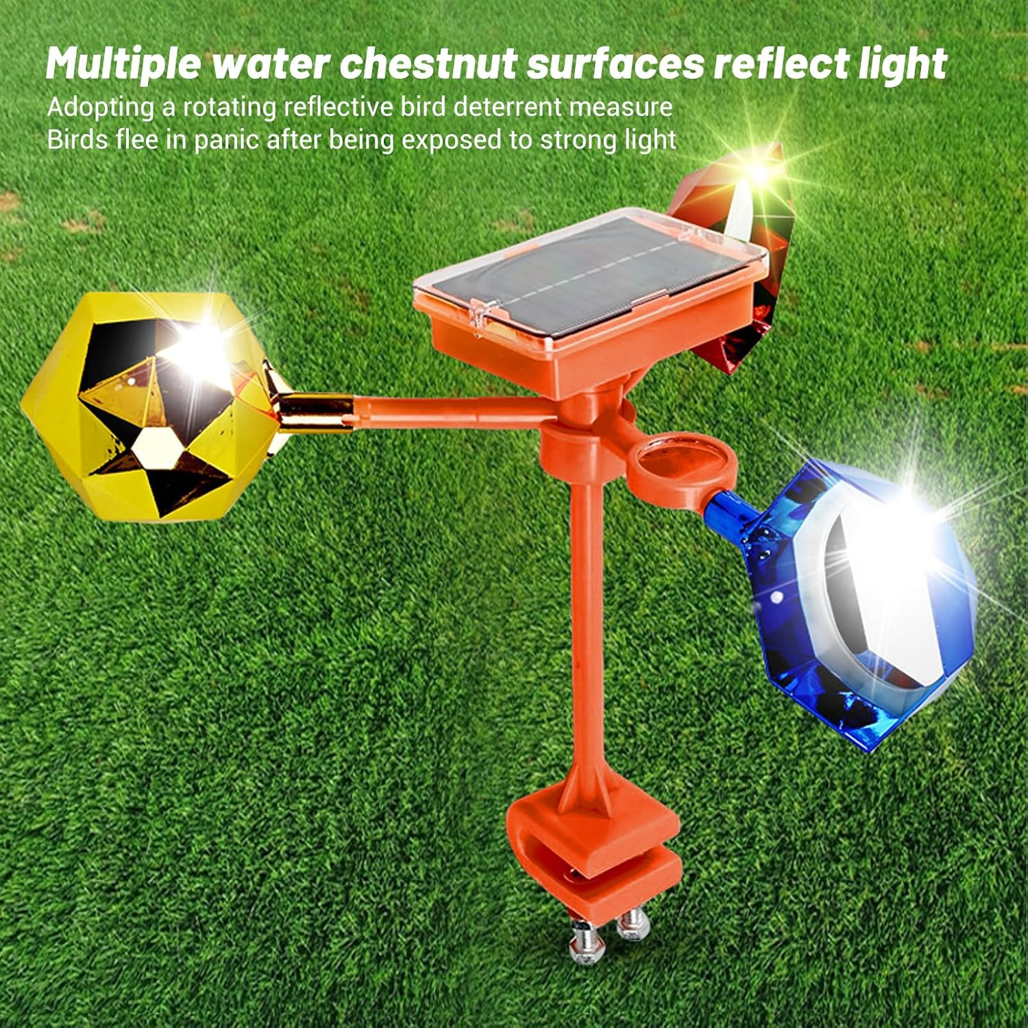 Birds Reflective Deterrent, Solar Powered Spinning Deterrent Devices, Visual Voice Bird Scare for Garden Roofs, Keep Seagull Pigeon Away image number 2