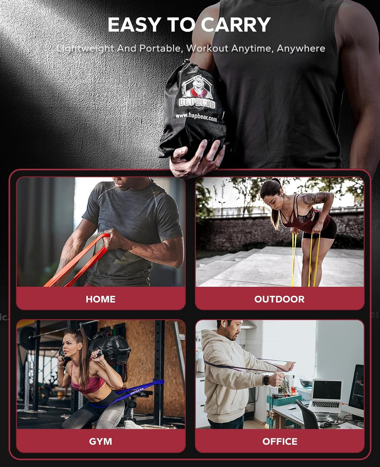 HAPBEAR Pull up Resistance Bands for Men and Women - 5 Different Levels, Heavy Duty, Long, Pull up Assist Bands Set for Build Fit Power & Muscle (5-250LBS) image number 2