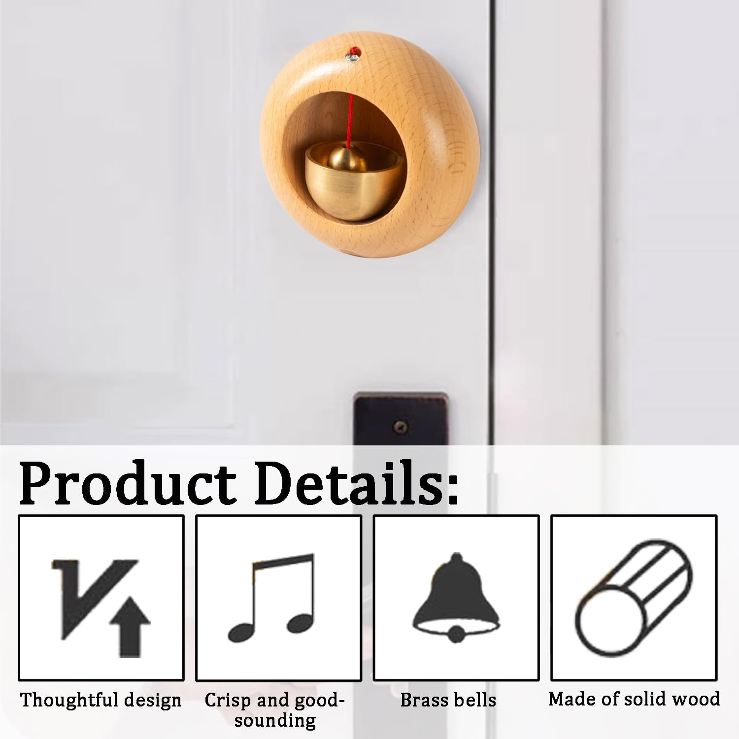 Shopkeeper Doorbell Magnetic Wooden Doorbell, Commercial Entrance Ringtone, Office & Home Decoration, Creative Gift, for Refrigerator & Barn Door (Round) image number 4
