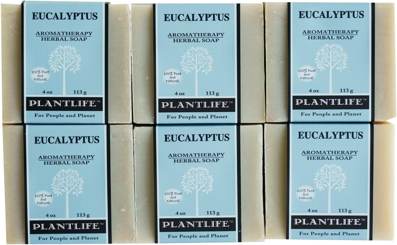 Eucalyptus Soap Value Pack - 100% Pure & Natural Aromatherapy Herbal Soap - 4 Oz Each Bar (Pack of 6 Bars)