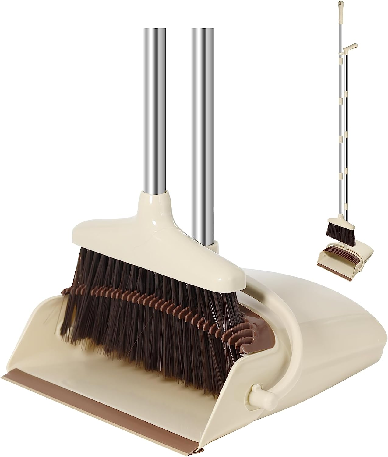 Extendable 137CM Indoor Broom and Dustpan Set - Complete Cleaning Solution for Kitchen and Floors | Long Handle Standing Dustpan and Broom Set for Effective Cleaning and Home Maintenance image number 3