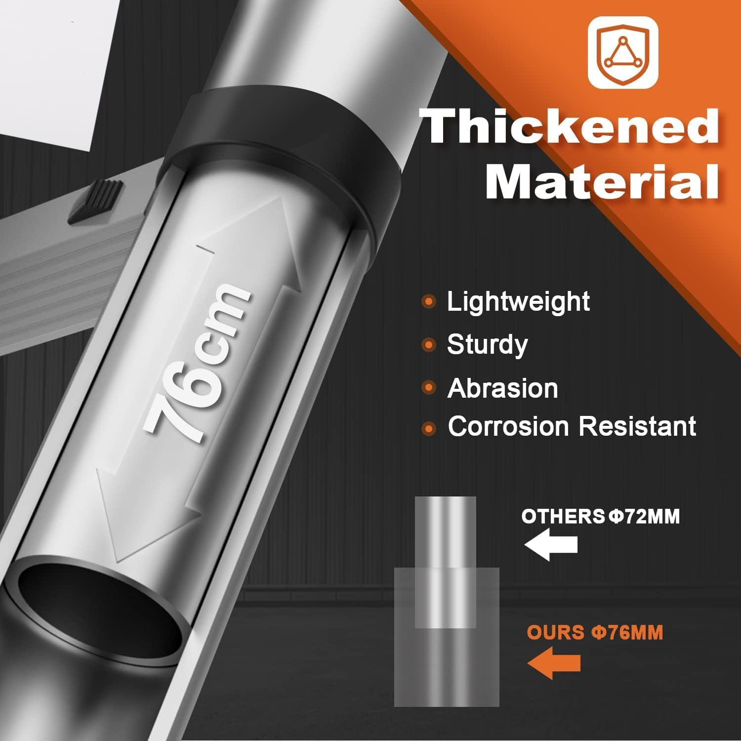 Extension Ladder Telescoping Stainless Steel Straight A-Frame Ladder Home Roof Outdoor Compact Telescopic Lightweight Safety Lock Easy to Store for Roofing Business Household RV Use (3.5M Straight) image number 6