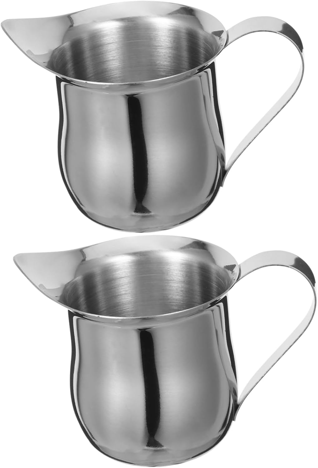 LOEFLIFA 2Pcs Stainless Steel Frothing Cup Coffee Jug for Espresso Latte Cappuccino Portable Resistant Milk Pitcher with Stylish Design for Use image number 2