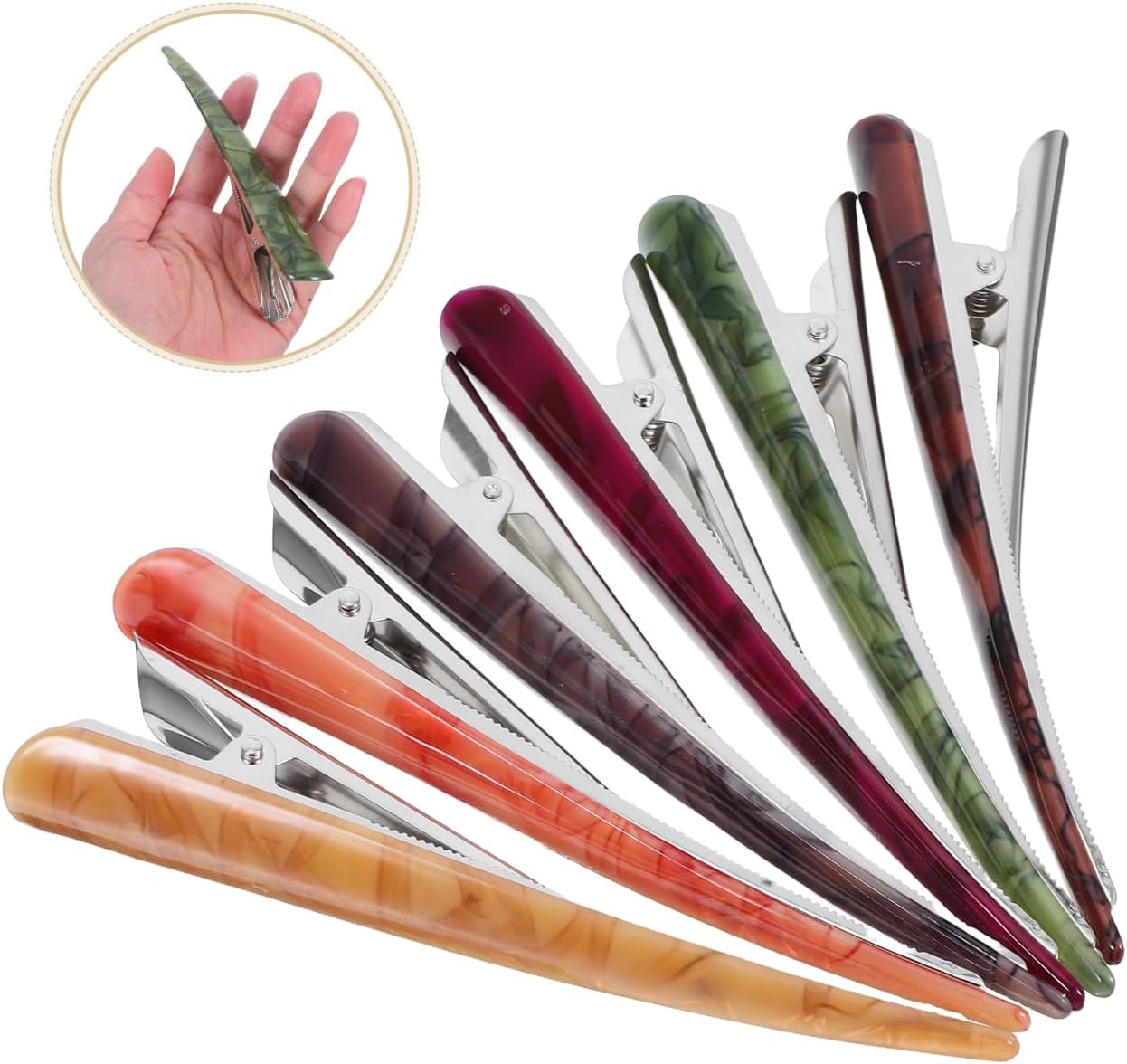 6Pcs Hair Clips Strong Feather Hair Clip Acrylic Hair Clips (Assorted Colour 2) image number 6