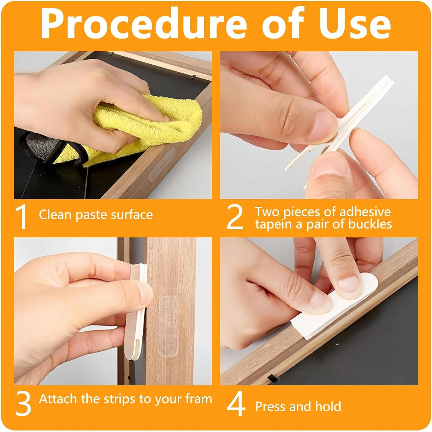 Nazaz 36 Set Picture Hanger, White, Hook and Loop Fastener, No Nails, Self-Adhesive, Smooth Surfaces image number 4