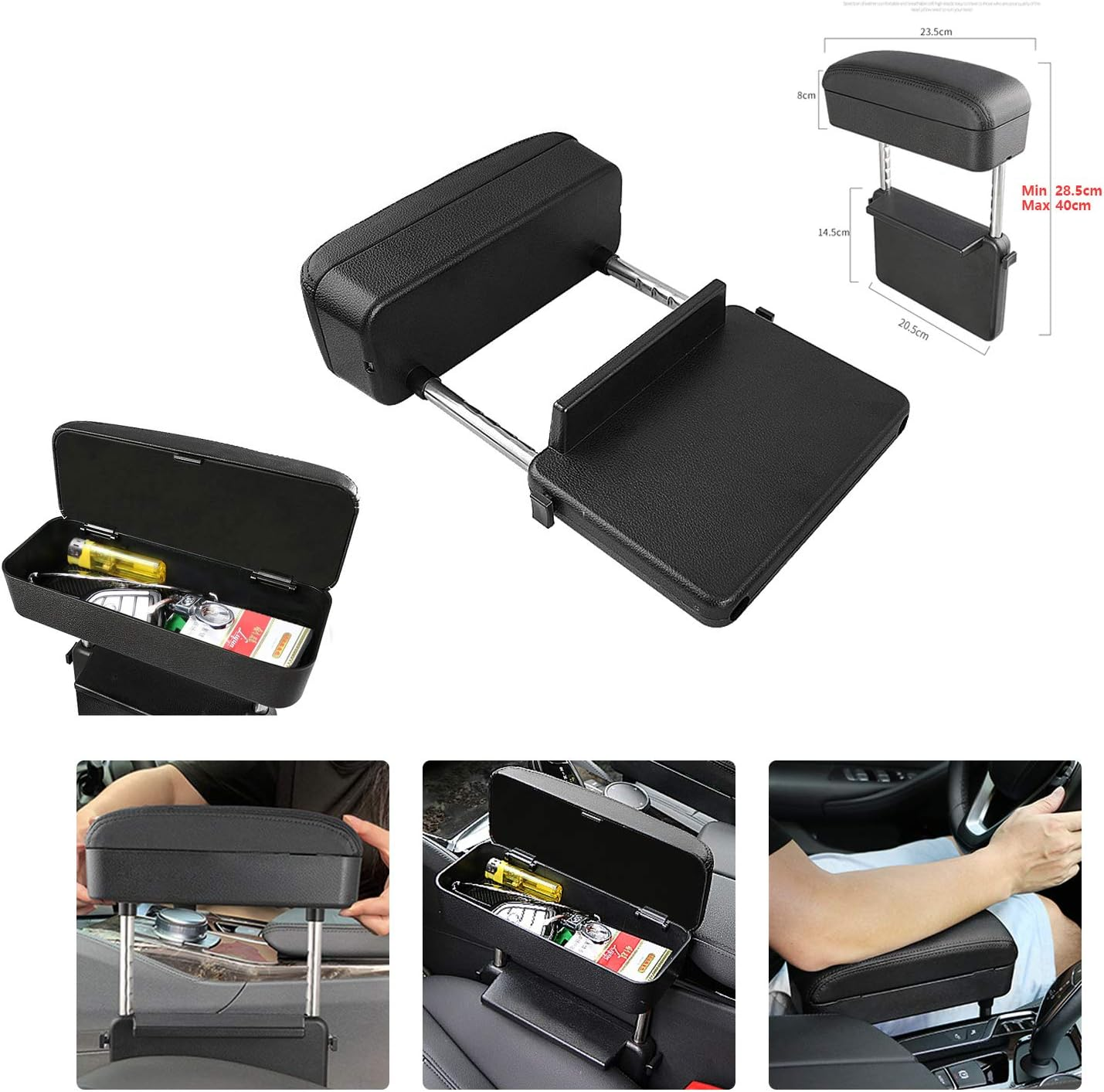 R RUIYA Armrest Box Protector for Universal Auto Car Center Console Armrest Extender General Motors Elbow & Forearm Wrist Rest Support Adjustable Height Comfort Pads (With Black Line) image number 6