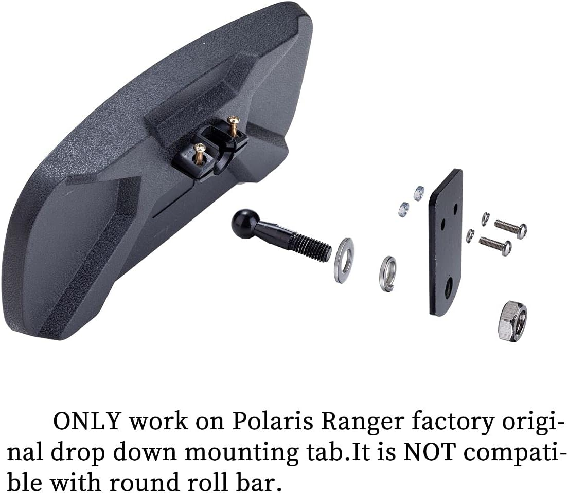 Dicater Center Rear View Mirror Compatible with Polaris Ranger 500 570 900 XP 1000 Xp/Crew 2017-2021 High Definition Convex Rearview Mirrors image number 2