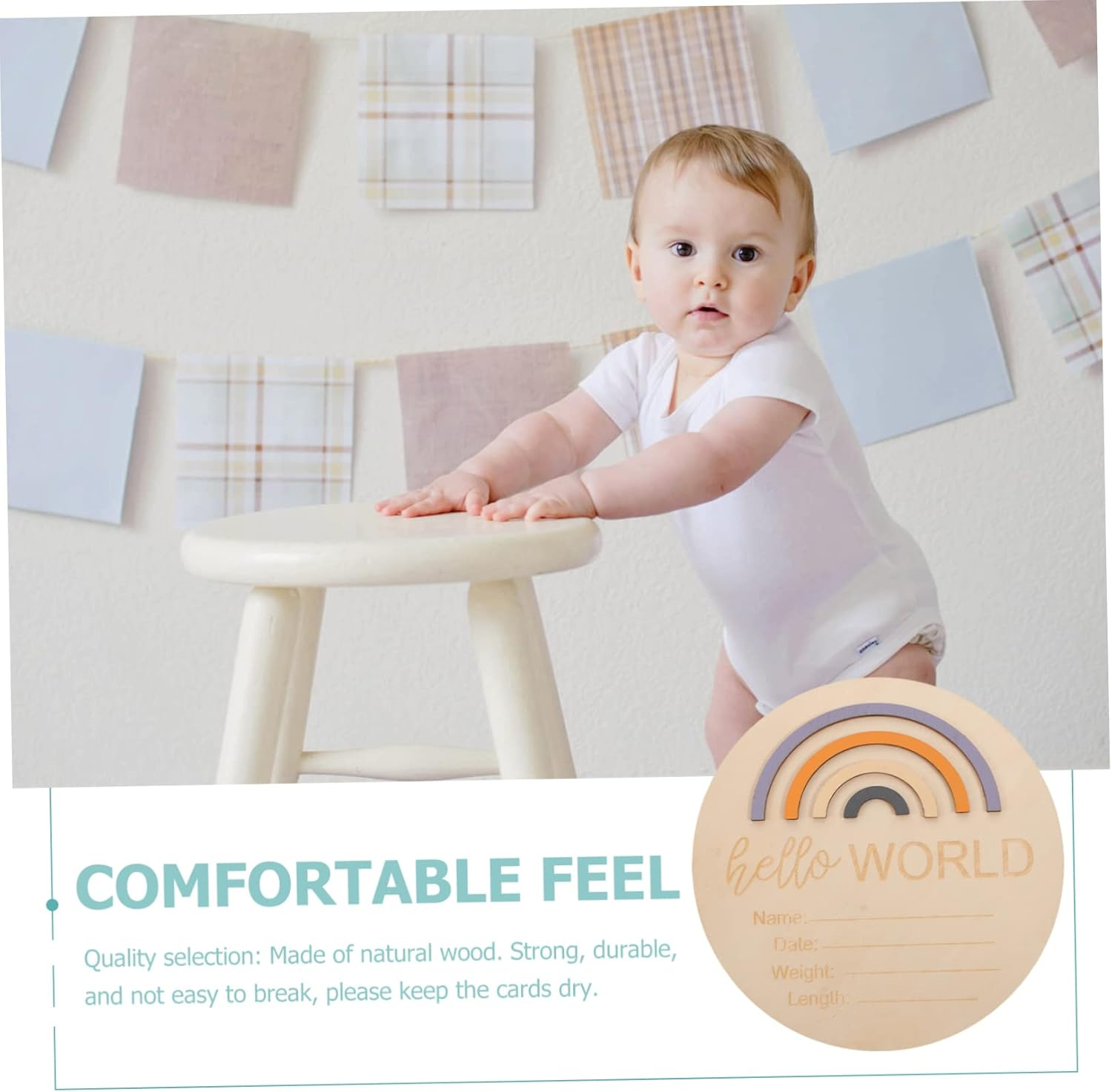 Wooden Month Card Milestone Sign Boy Girl Monthly Photo Prop for Nursery Boys and Girls Bedroom Decor Born image number 6