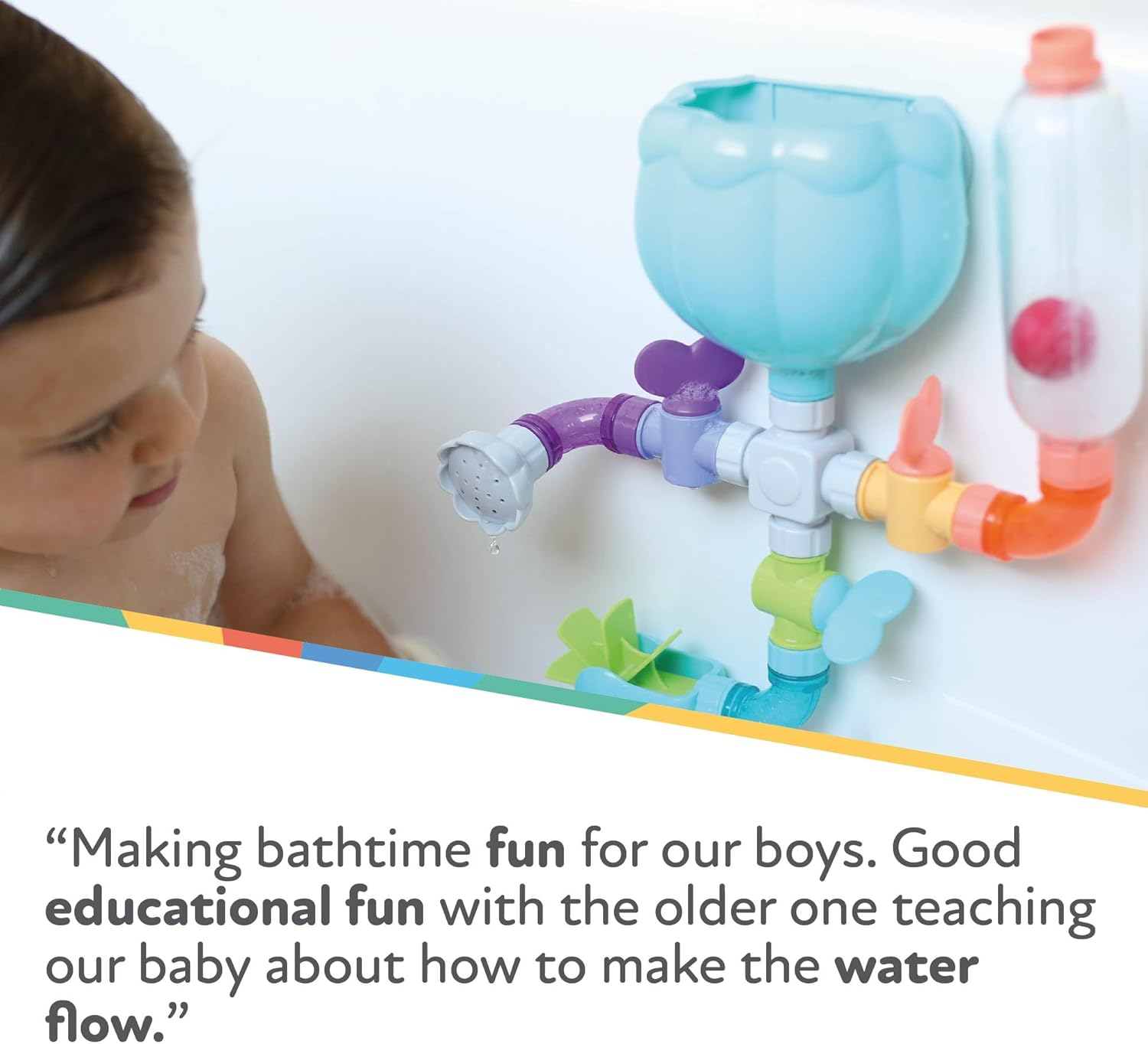 Nuby Wacky Water Works Pipes Bath Toy for 3 Year Olds image number 3