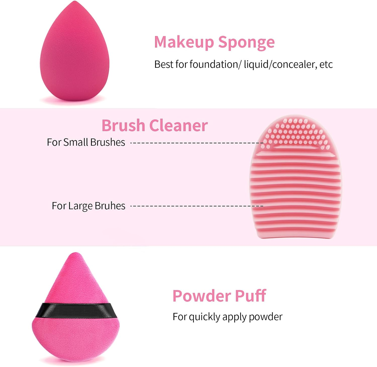 MAGEFY 18 Pcs Makeup Brushes, Premium Synthetic Make up Brushes Foundation Powder Concealers Eye Shadows Makeup Brush Set(Pink) image number 3