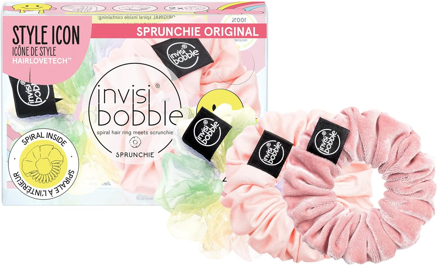 Invisibobble Hair Scrunchies Set Retro Dreamin Scrunchie Pastel I 3 X Hair Bobbles Pink and Colourful for Girls and Women I Scrunchies Pink I Designed in the Heart of Munich image number 3