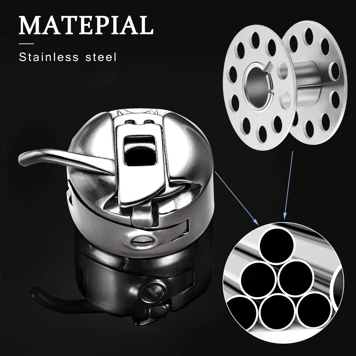 3 Pcs Sewing Machine Bobbin Case and 15 Pcs Metal Sewing Machine Bobbins with Shuttle Holder for Craft, Suitable for Front Loading 15 Class Apparatus image number 6