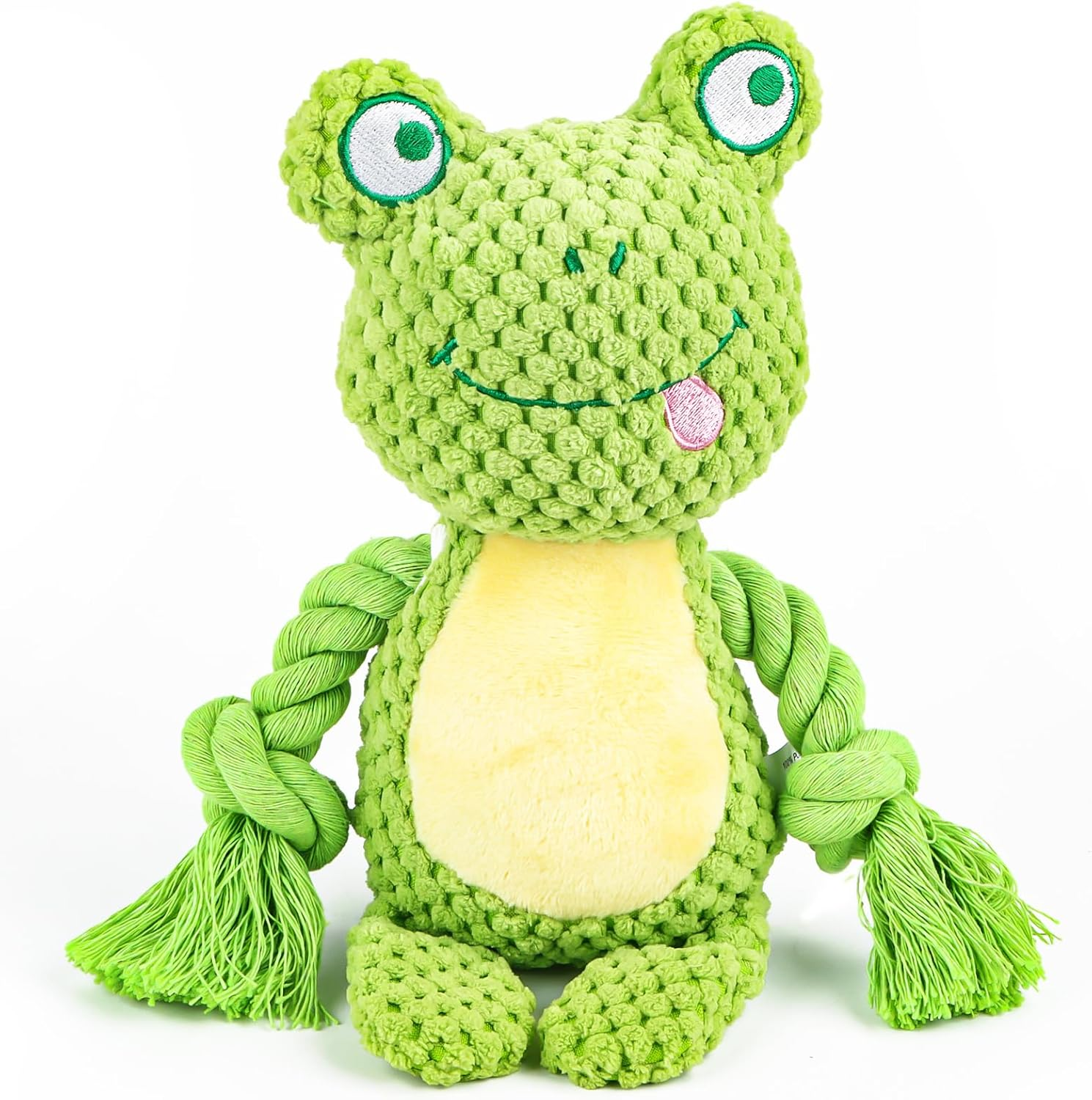 AKONE Dog Toy: Chew Toy, Squeaky, Interactive Plush Toy for Small and Medium Dogs, Frog Shape Chew Rope Toy image number 5