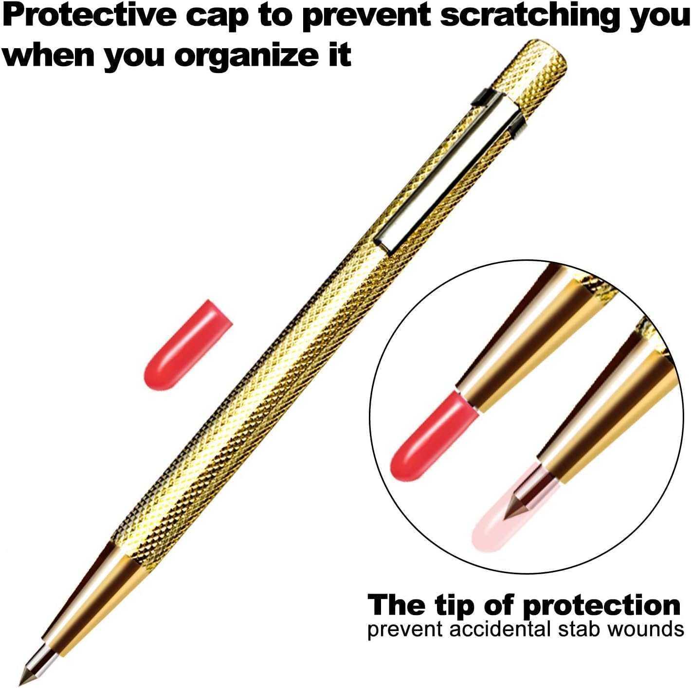 Tungsten Carbide Tip Scriber, Metal Etching Pen Carve Engraver Scribe Tools for Stainless Steel, Ceramics, Glass, Metal Sheet and Gold/Welding(12 Pack) image number 4