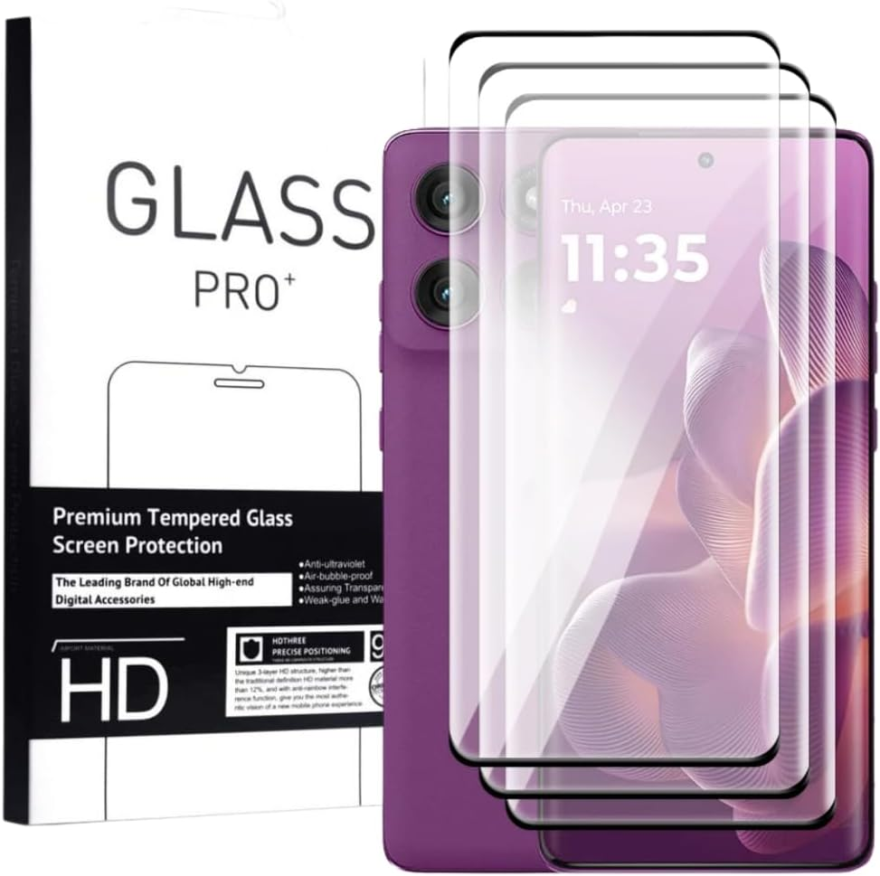 [3-Pack] 3D Curved Tempered Glass Screen Protector for Motorola Edge 60 Fusion/Edge 60 Pro/Edge 60, Full Coverage, Case-Friendly, HD Clarity image number 2