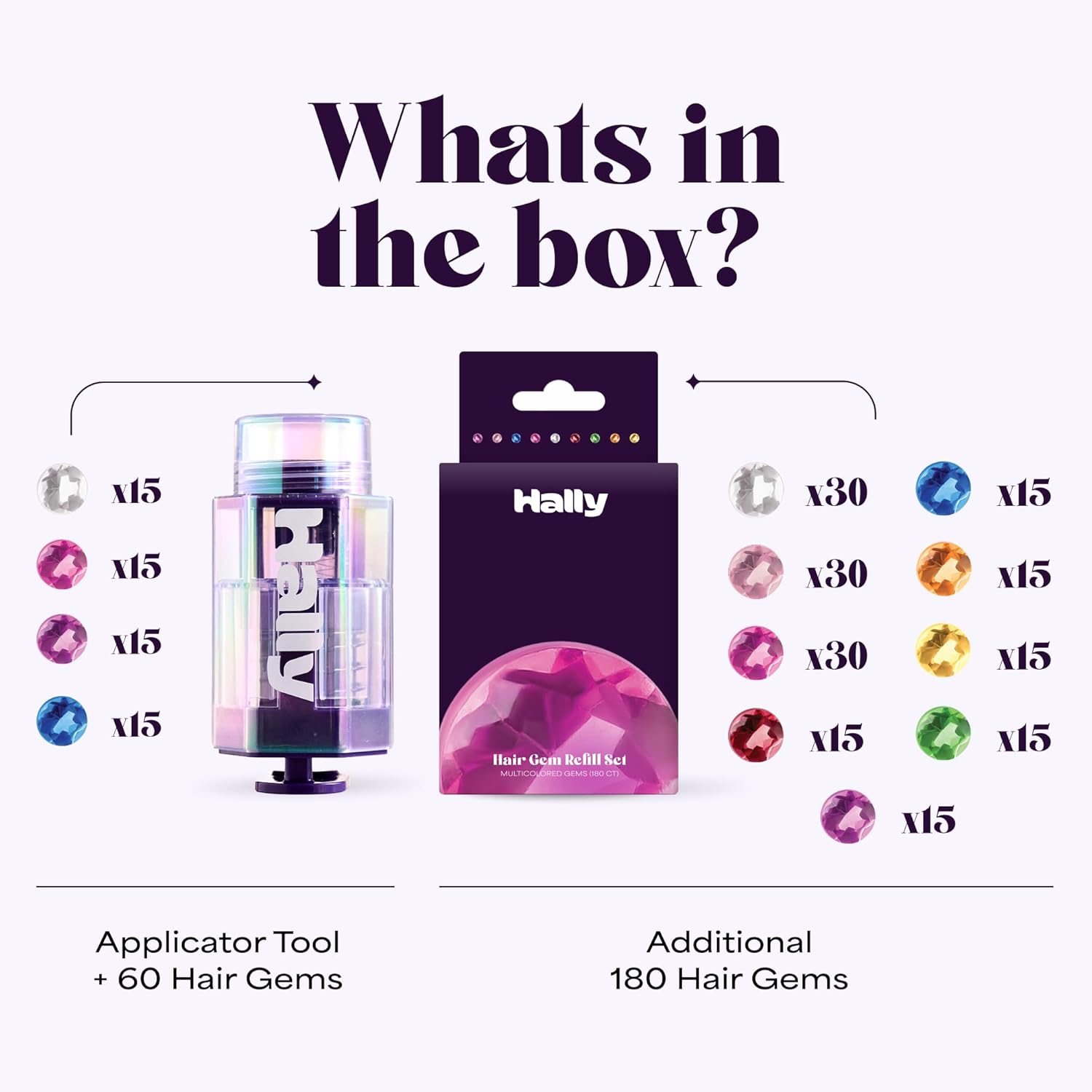 Hally Hair Gems Pen Applicator - Includes Hair Styling Tool with 240 Multicolored Adhesive Gem Stickers Hair Jewels - Stylish Hair Accessories for School, Halloween, Festivals, Wedding, Parties & More image number 6