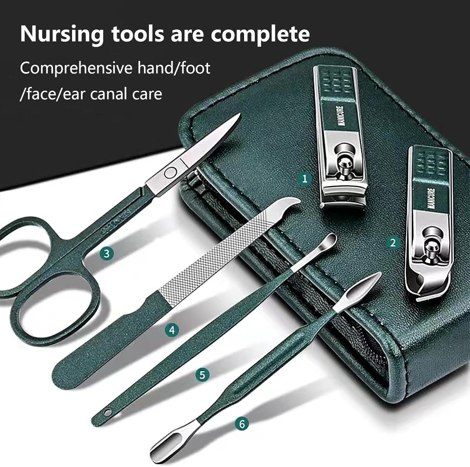Nail Scissors Grooming Kit - Professional Pedicure Set Personal Care Set Grooming Kit - Steel Nail Clippers Scissors Pedicure Tools Kit with Bag for Women and Men Pochy image number 6