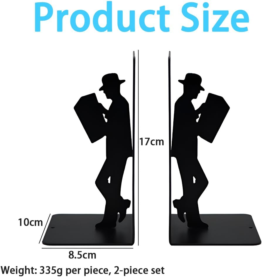 2 Pcs Book Holder, T-Shaped Structure Book Stand,Metal Bookends,Book Stopper,European Bookends,For Homes Offices Schools and Libraries Ect,With Rounded Corner Design Space Saving image number 6