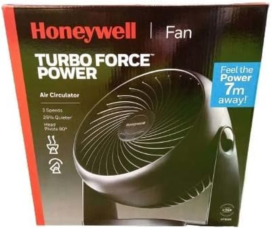 Honeywell Turboforce HT900E Turbo Fan (Low Noise Cooling, Adjustable Tilt Angle up to 90&deg;, 3 Speed Settings, Wall Mounted, Table Fan) Black