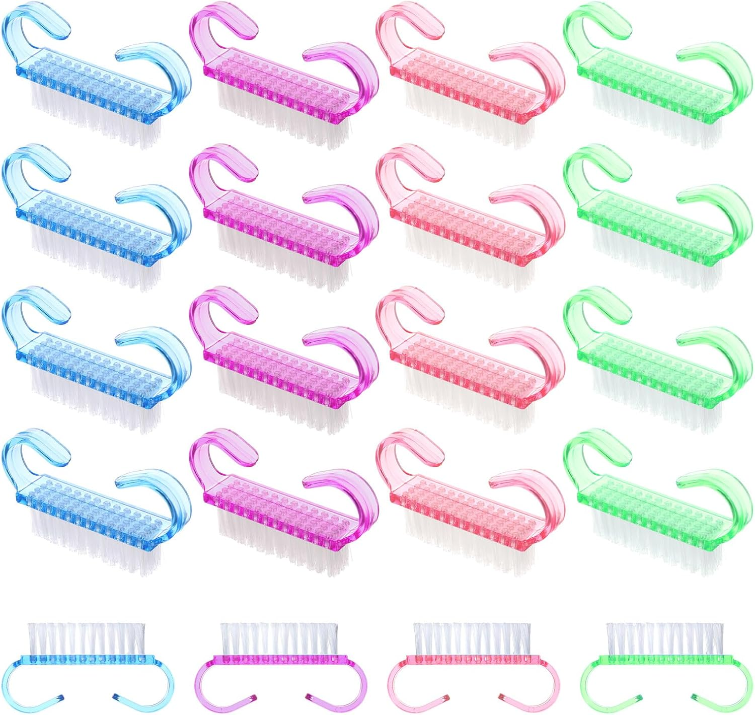 20 PCS Nail Brush for Cleaning Fingernails, Nylon Nail Cleaning Brush, Small Nail Scrubber Brush, Handle Grip Nail Brush Fingernail Brush Cleaner Tools for Toes and Nails, Black