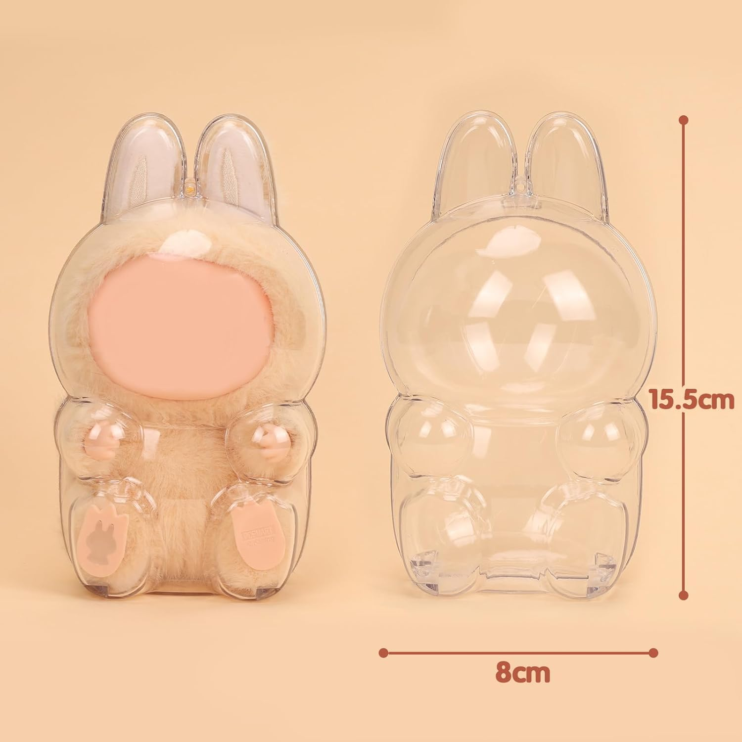 Viiotu Protective Case for LABUBU, Plastic Dustproof Display Box Compatible with LABUBU Pop Mart, Clear Figure Display Case for LABUBU Sitting & Standing Figure (1, Sitting-2) image number 3