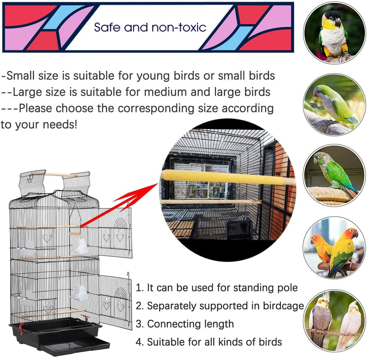 12Pcs Sand Perch Covers for Birds - Large Bird Perch Covers 10" Long X 0.78" Diameter Bird Perches for Parakeets, Lovebirds, Parrotlets, Canaries and Other Small Birds(Yellow, 12Pcs 10" X 0.78") image number 4