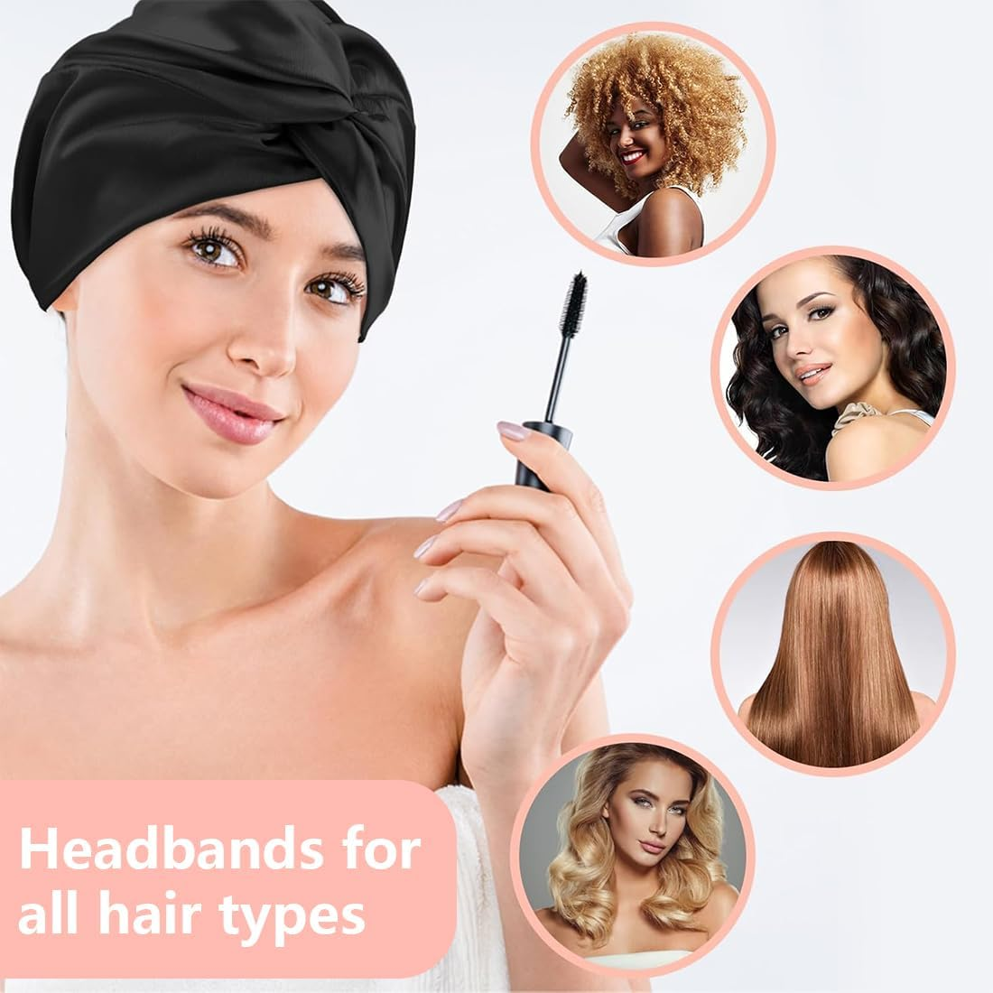 OIXEYA Silk Bonnet Sleep Cap for Sleeping for Healthy Hair Overnight, Maintains Curl Shape, Prevents Frizz & Hair Breakage, for Women with All Hair Types (Black) image number 4