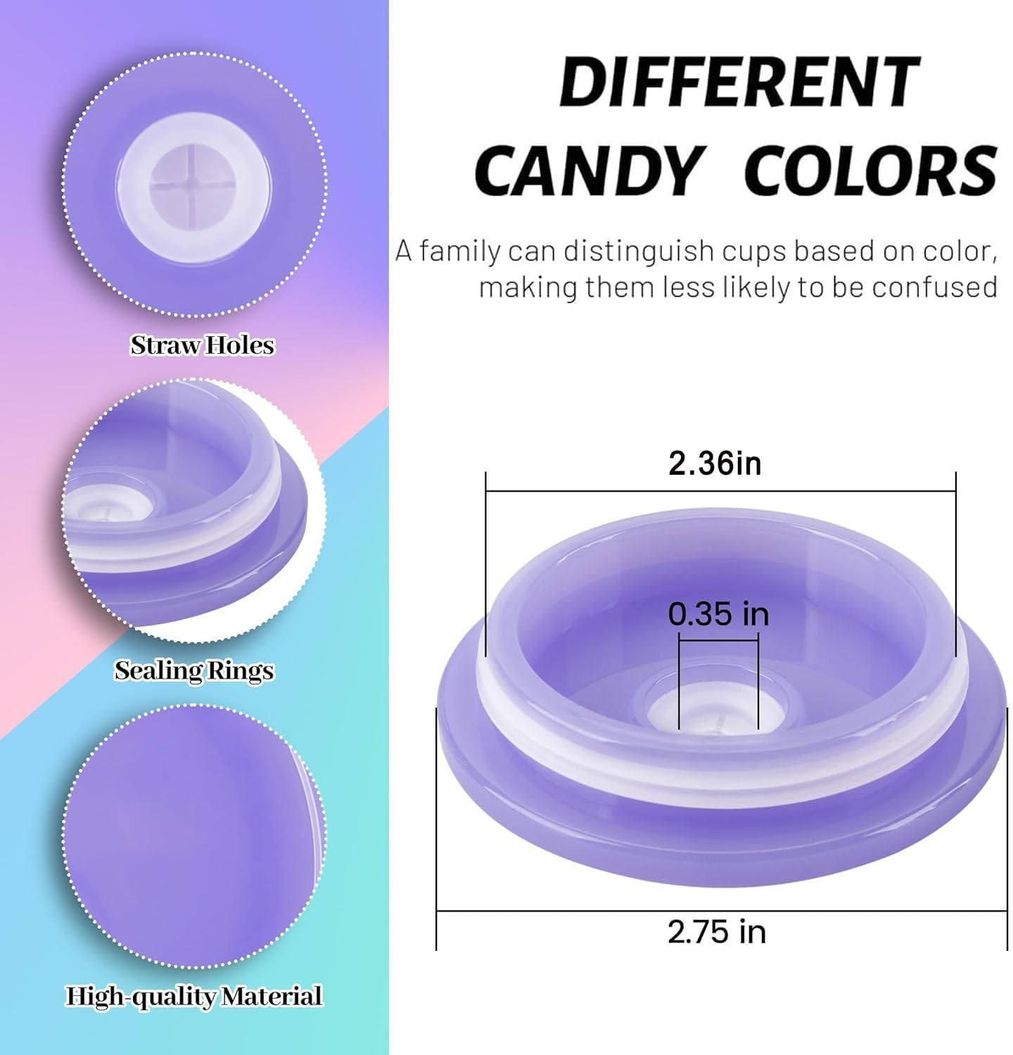 BEANPRECOY 8PCS Plastic 16Oz/20Oz Glass Can Lids Reusable Silicone Jar Cap Plastic Beer Can Cups with Lids Replacement Lids for Can Shaped Glass Coffee Cups for 16Oz Glass Cups with Lids and Straws image number 3