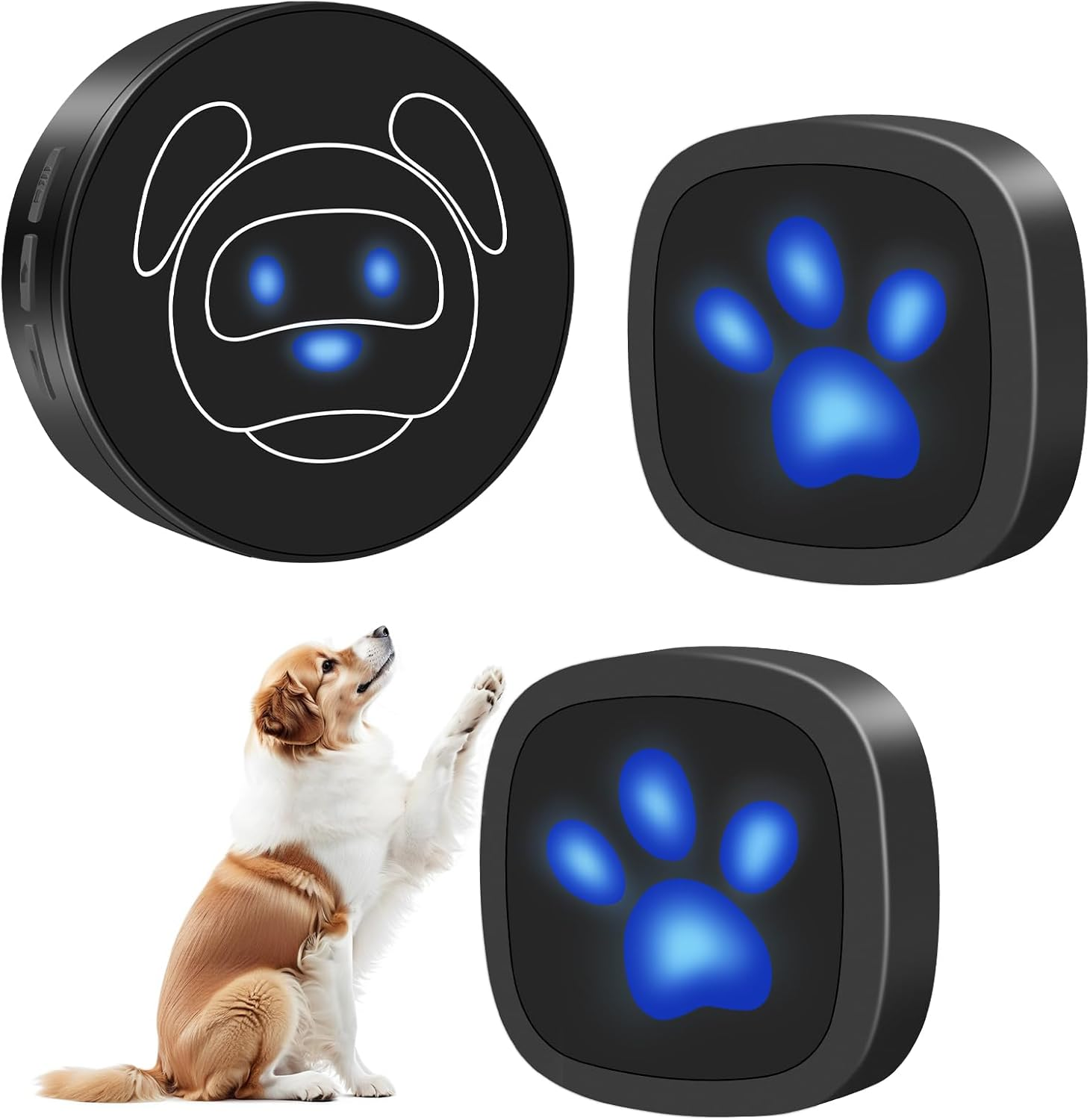 Whimsii Dog Doorbell, Wireless Ring Bell to Go Outside, IP55 Waterproof Buttons, 55 Melodies, 4 Volume Levels & 950Ft Range (Black, 1 Reciever 2 Transmitters) image number 2