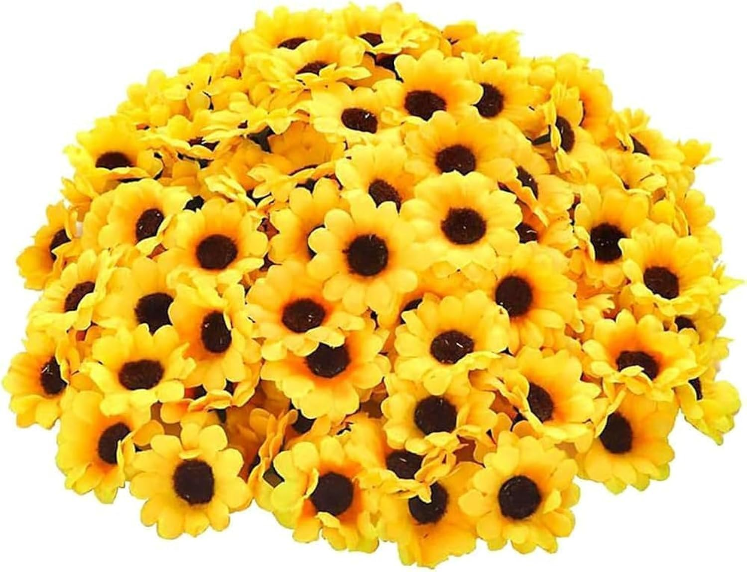 Jjlfresheners 100Pcs Yellow Artificial Flower Heads Mini Fake Sunflower Decorative Fabric Flowers Craft Floral Embellishments for Wreaths Wedding Artificial Flowers Home D&eacute;cor Products