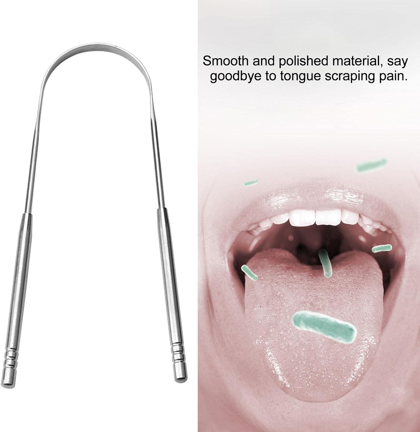 Tongue Scraper for Adults - Tongue Scraper Cleaner Health - Tongue Brush Reusable Portable Stainless Steel Tongue Scrapers, Reduce Bad Breath Maintains Oral
