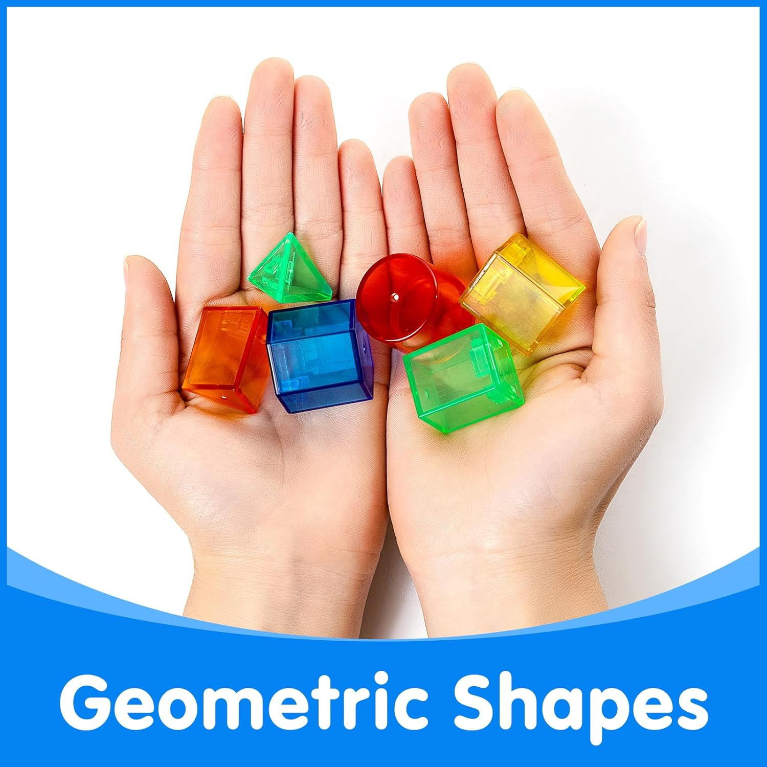 Odoorgames Translucent 3D Geometric Shapes - Mini Jar Set of 60 - Light Table Manipulatives - Translucent Toys for Light Table image number 2