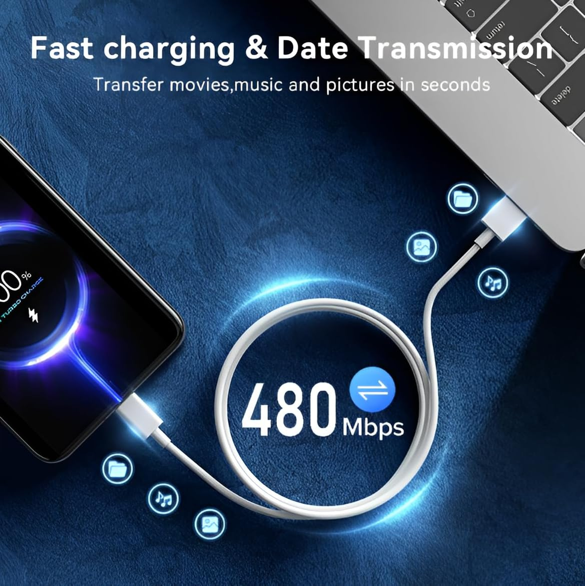 Turbo Charge 120W Cable for Xiaomi, Fast Charging USB Cable 6A Hyper Charge 65W Max. USB C Data Transfer 480 Mbps Android Auto. USB C Cable 67W 6A for Mi 11 Ultra, Xiaomi/Redmi Poco, Black Shark image number 6