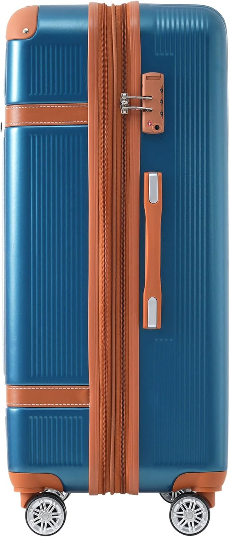 SPOFLYINN 3 Pieces Luggage Sets Travel Suitcase with 8 Spinner Wheels TSA Approved Lock Collision-Protection Angle Travel Rolling Luggage 3 Sizes (20'' 24'' 28''), Blue, One Size, 3 image number 1