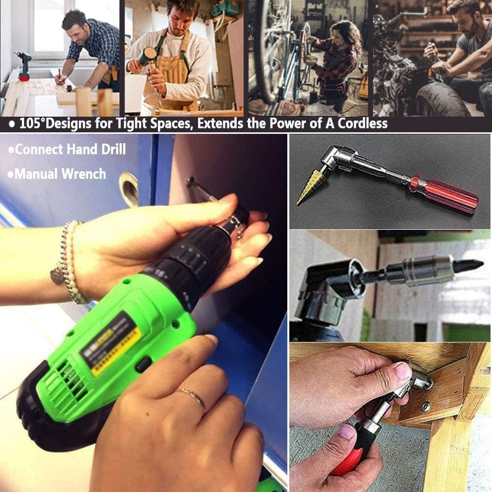 Flexible Drill Bit Extension Set, Includes 105C Right Angle Drill, Bendable Drill Bit Extension, 3Pcs 1/4 3/22Cm Universal Socket Adapter Set, 3Pcs Drill Bit Holder, Screwdriver Bit Kit image number 6