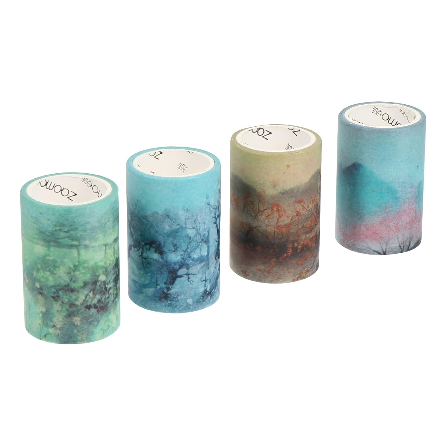 SEWACC 4Rolls Decorative Washi Tape for Crafts Journal and Scrapbook Supplies Random Watercolor Scenery Designs Suitable for Adults and Boys and Girls Adhesive and Non-Residue image number 6