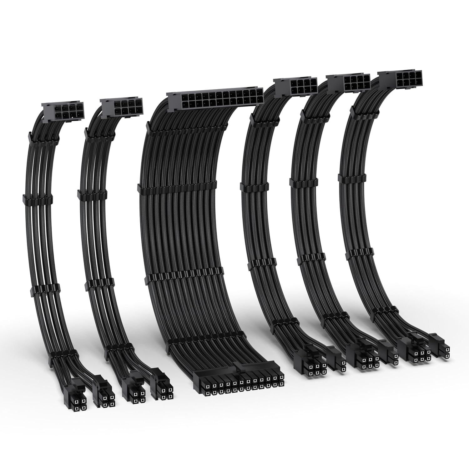 EZDIY-FAB PSU Cable Extension Kit,16Awg Power Supply Extension Cable,1X24Pin/2X4+4 Eps/3X6+2 Pci-E,Custom PC Sleeve Cable 300MM with Combs-Black Grey