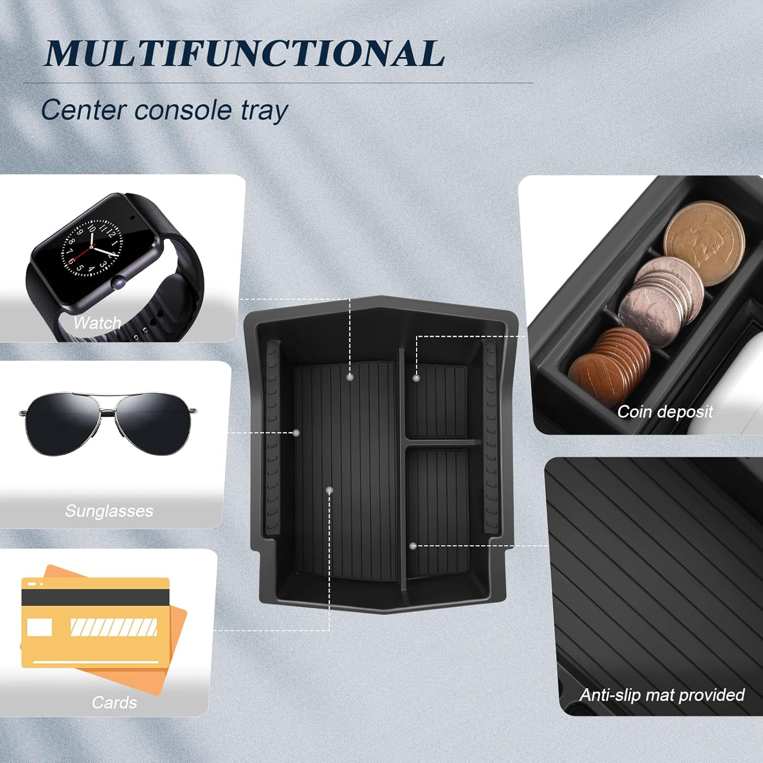 BIBIBO for 2025 Subaru Forester Center Console Organizer 2025 2026 Subaru Forester Console Armrest Tray+Cup Holder +Wireless Charging Mat 2025 Forester Insert Organizer 2025 Forester Accessories image number 5