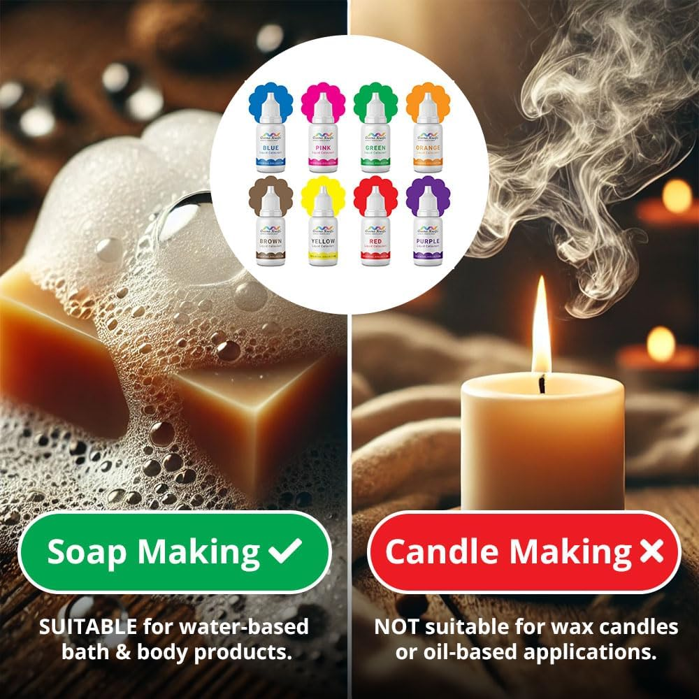 Aroma Krafts&reg; Liquid Soap Making Colours (Signature Collection) for Melt & Pour Soaps & Bath Bomb Making - Set of 8 (15 Ml Each)