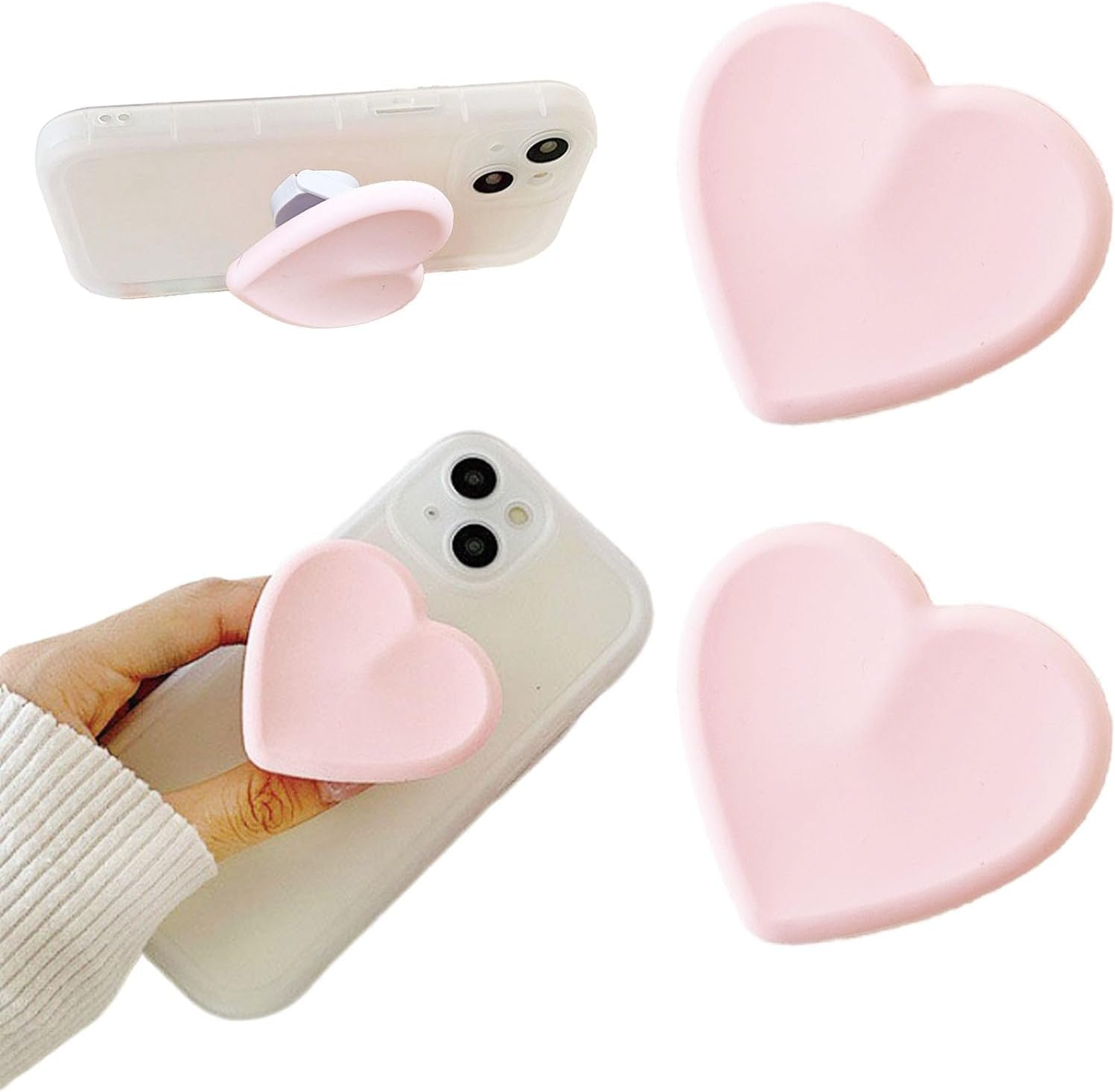 Heart-Shaped Silicone Mobile Phone Grip Stand,Rookii Collapsible Cellphone Finger Grip Holder for Smartphone Tablet Cell Phone Accessory (Purple)